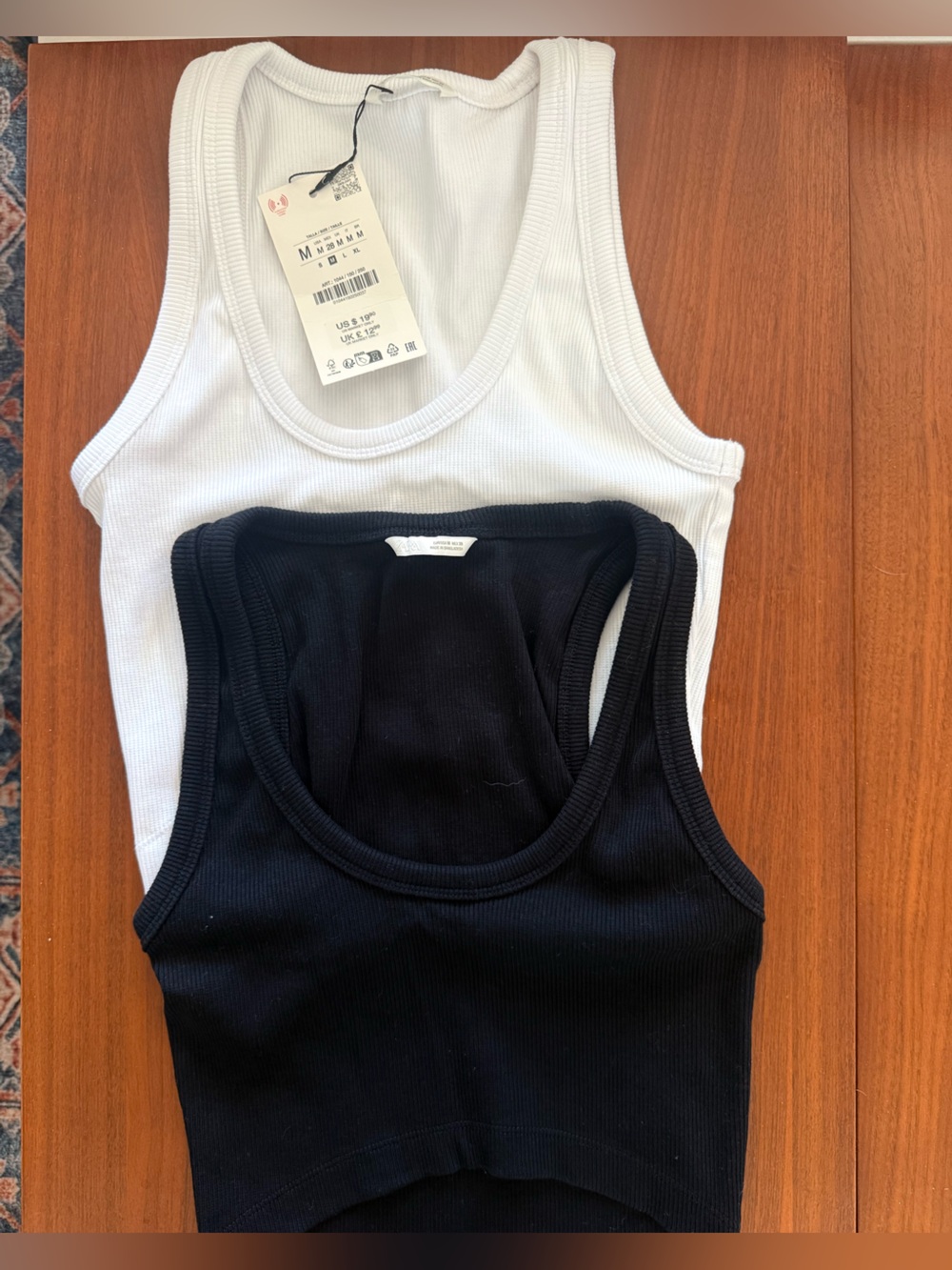 Zara Ribbed Tank Tops in Black and White - Set of 2